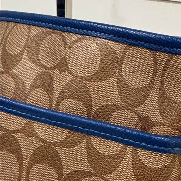 Coach Bag File Signature Blue Brown Crossbody - Picture 15 of 17